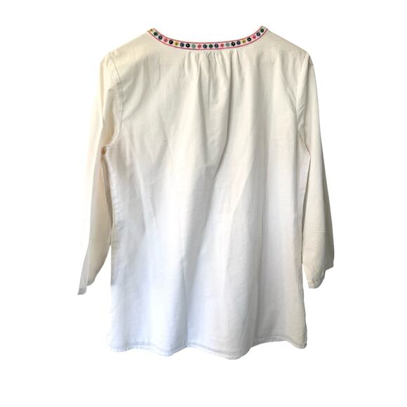 Talbots Cotton Voile Embellished White Embroidered Tunic size Small - Picture 8 of 8